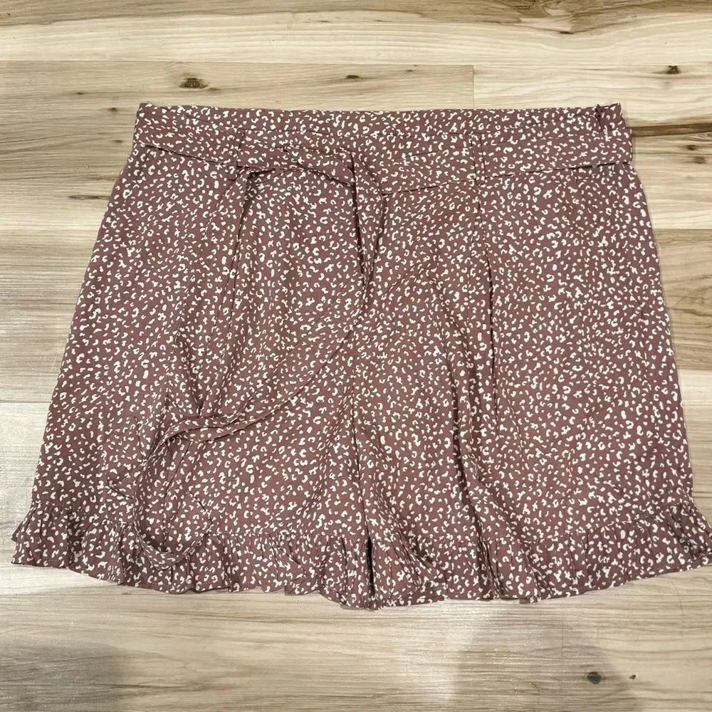 Mittoshop Brown White Polka Dot BeltedโShort Mini Skirt Womenโsโ3XL